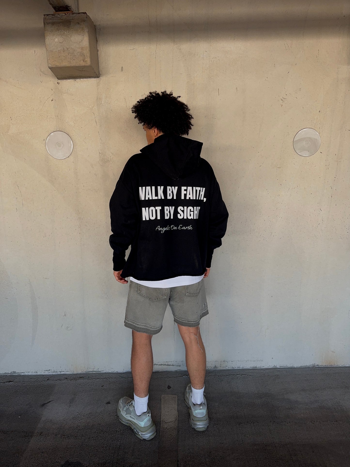 "Faith Not Sight" Triple Layered Sleeve Black Hoodie