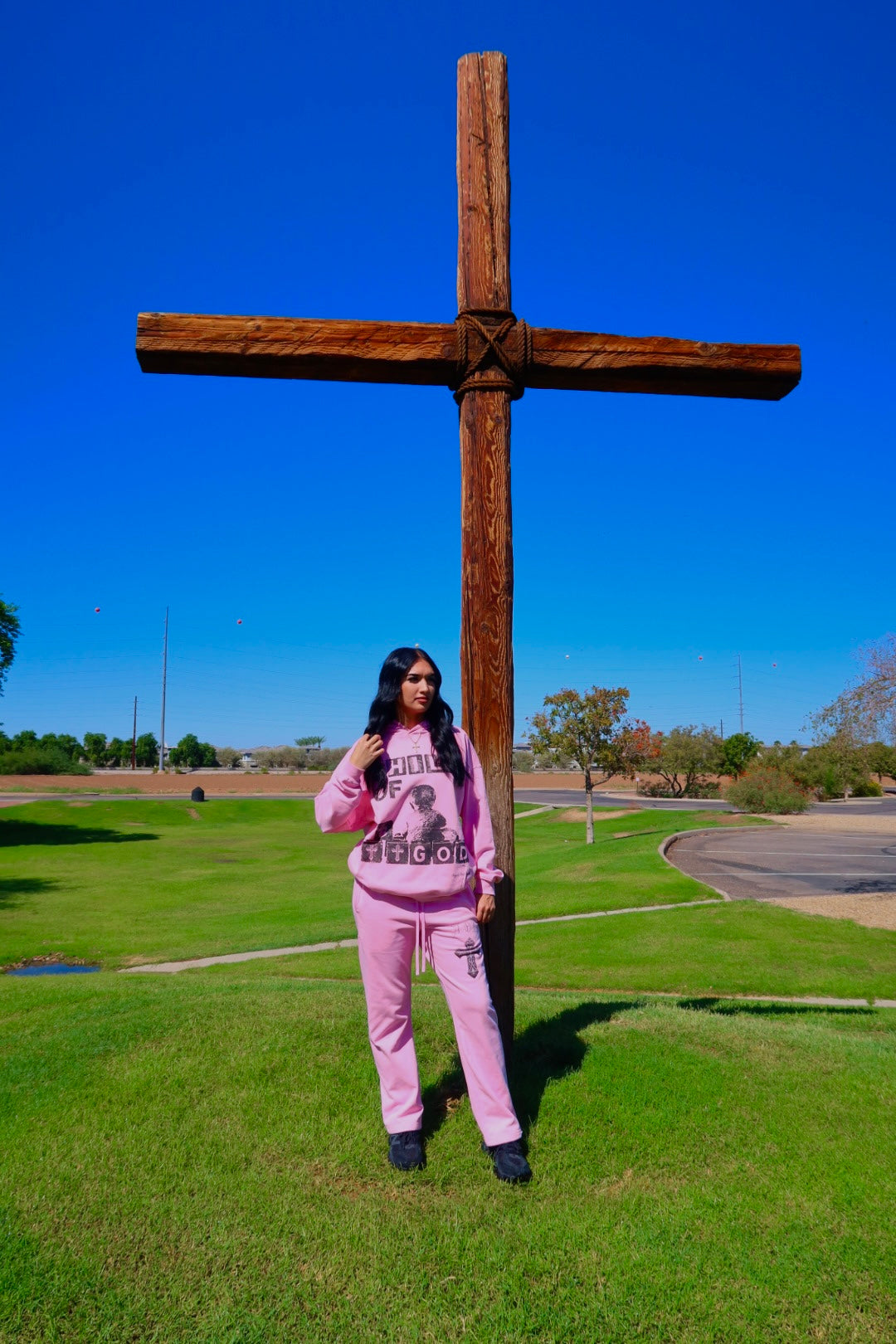"A.O.E. Cross" Pink Sweatpants