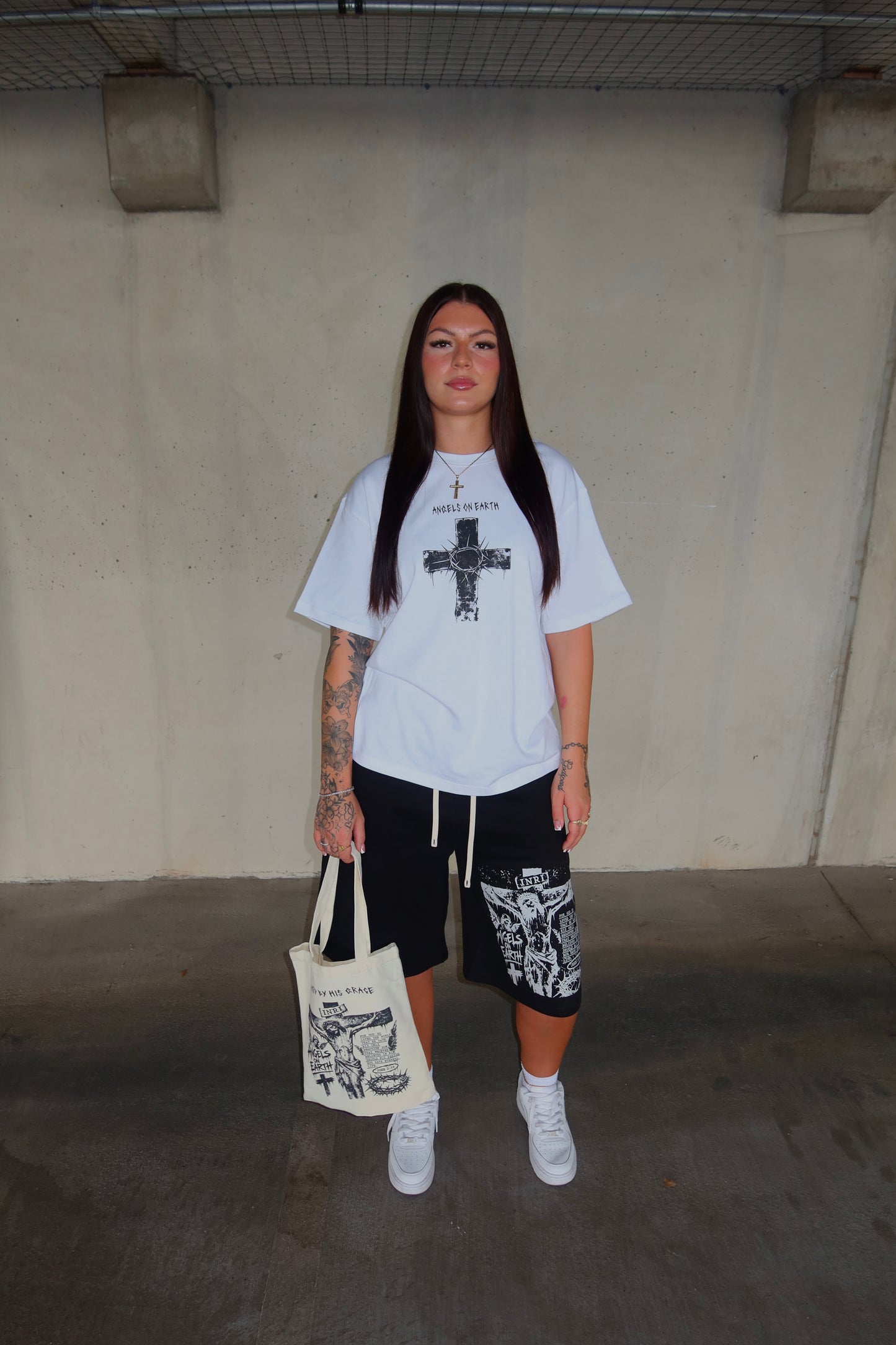 "Saved By Grace" Black Sweatshorts