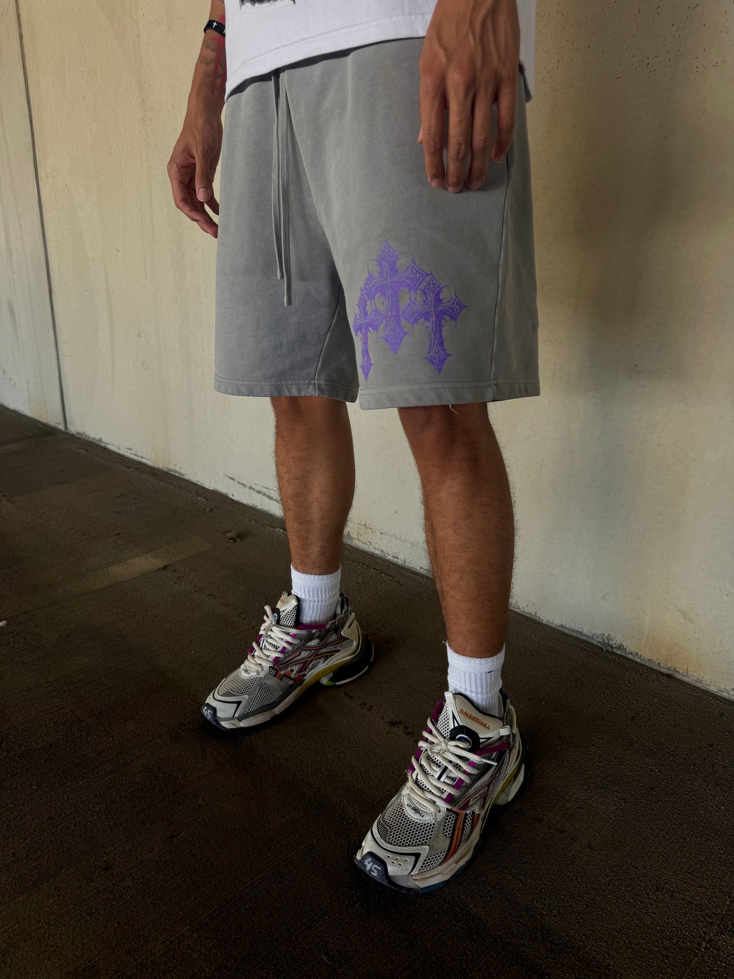 "Triple Cross" Gray Shorts