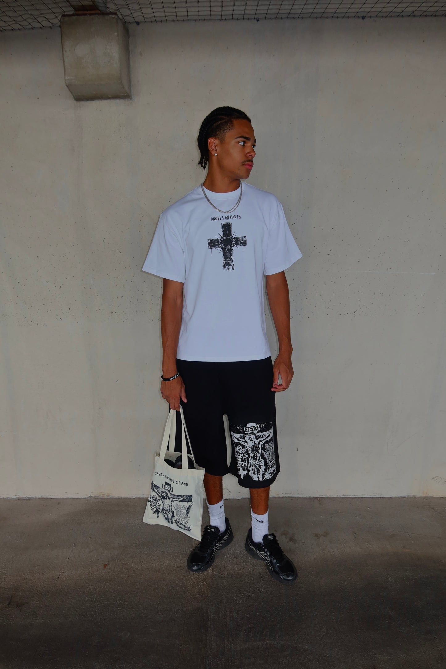 "Saved By Grace" Black Sweatshorts