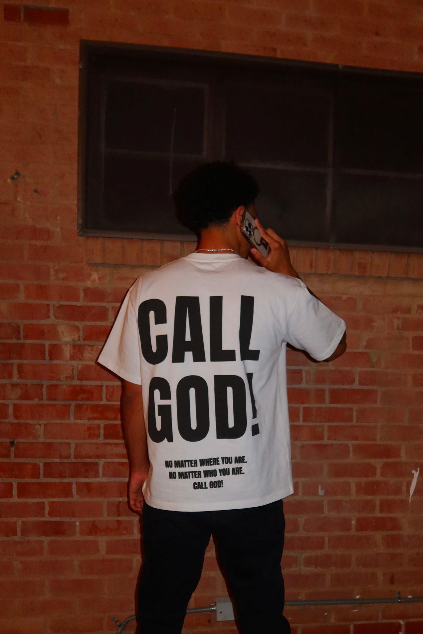 "Call God!” White Tee