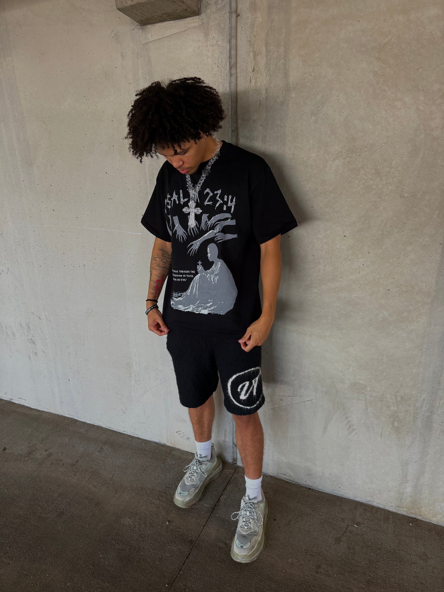 "Psalm 23:4" Black Tee