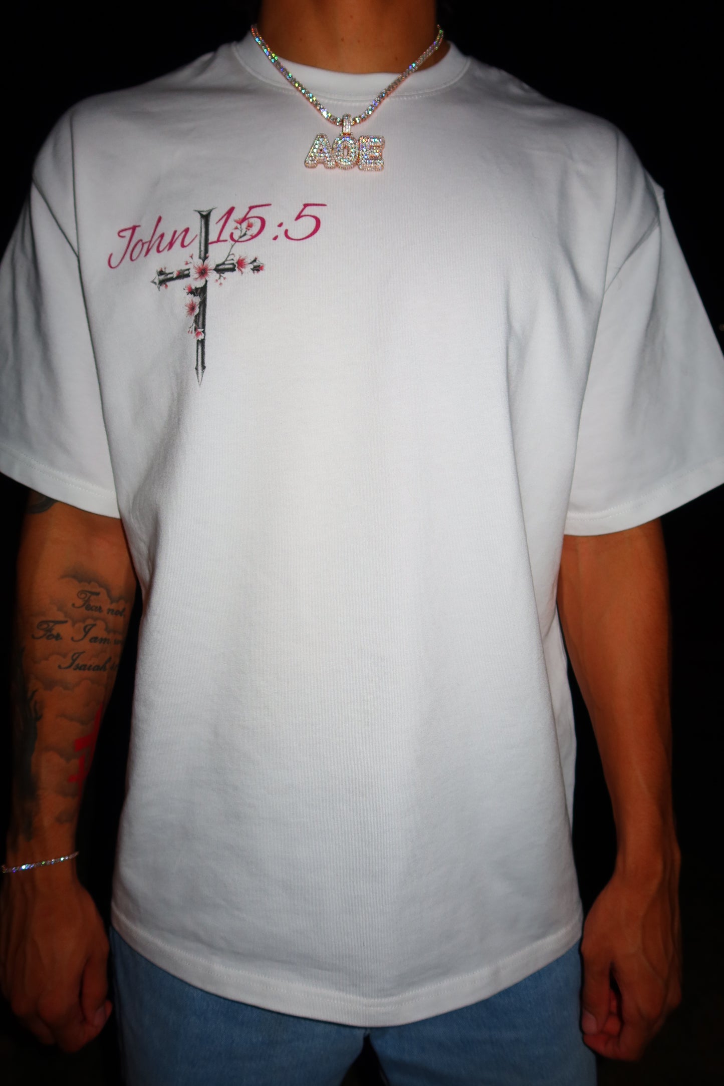 "John 15:5" White Tee