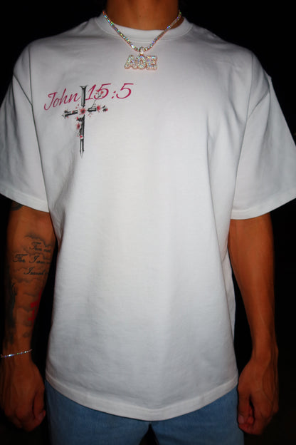"John 15:5" White Tee