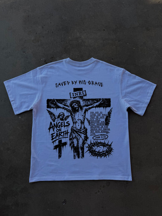 "Saved By Grace" White Tee