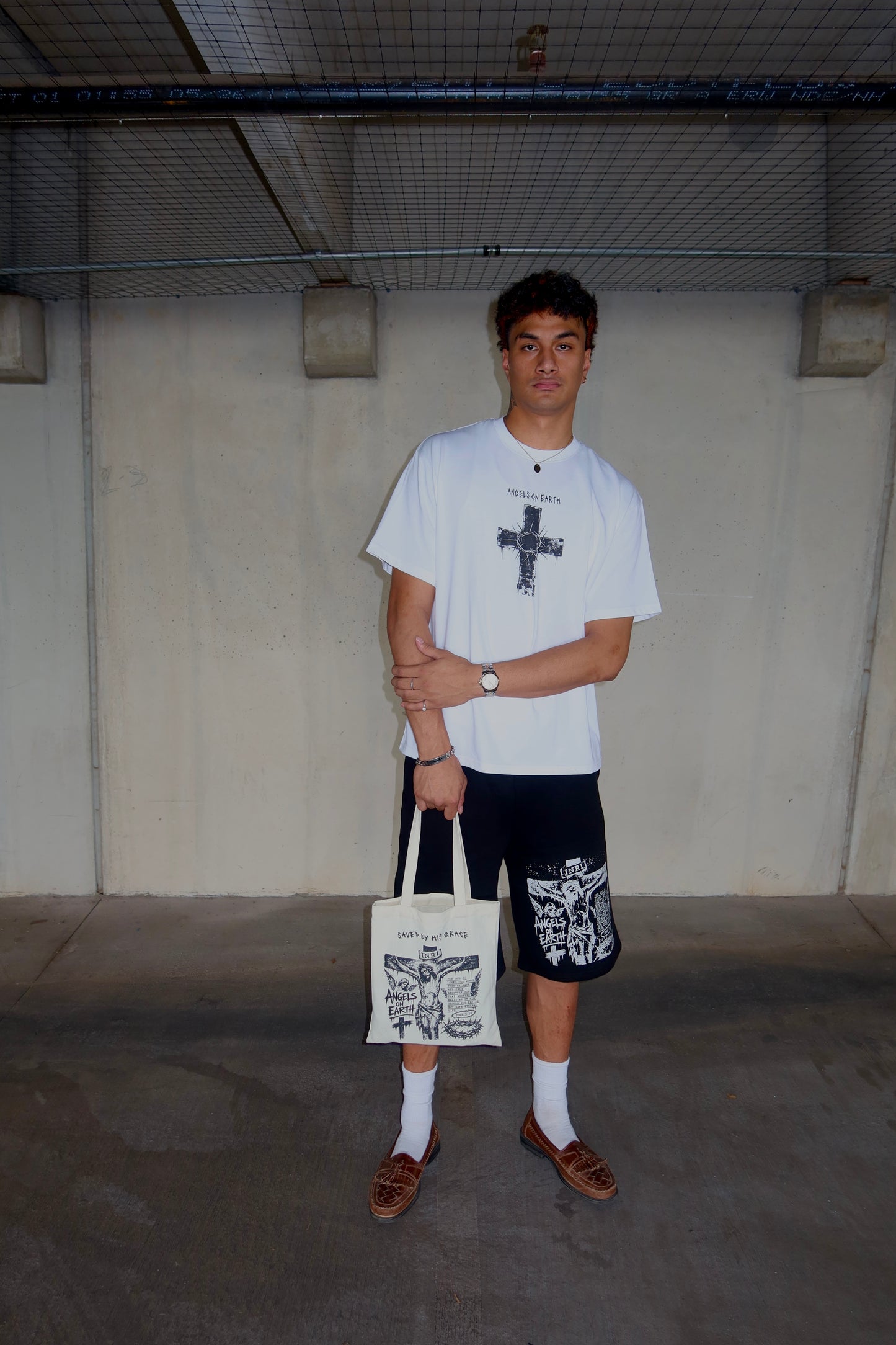 "Saved By Grace" Black Sweatshorts