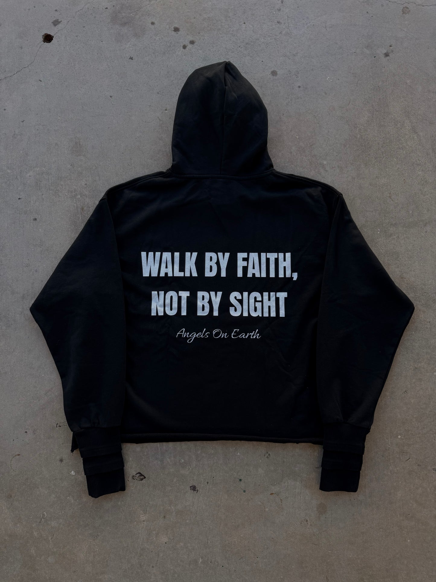 "Faith Not Sight" Triple Layered Sleeve Black Hoodie