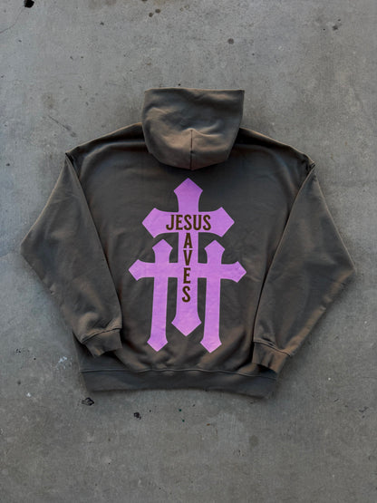 "Jesus Saves" Brown Hoodie