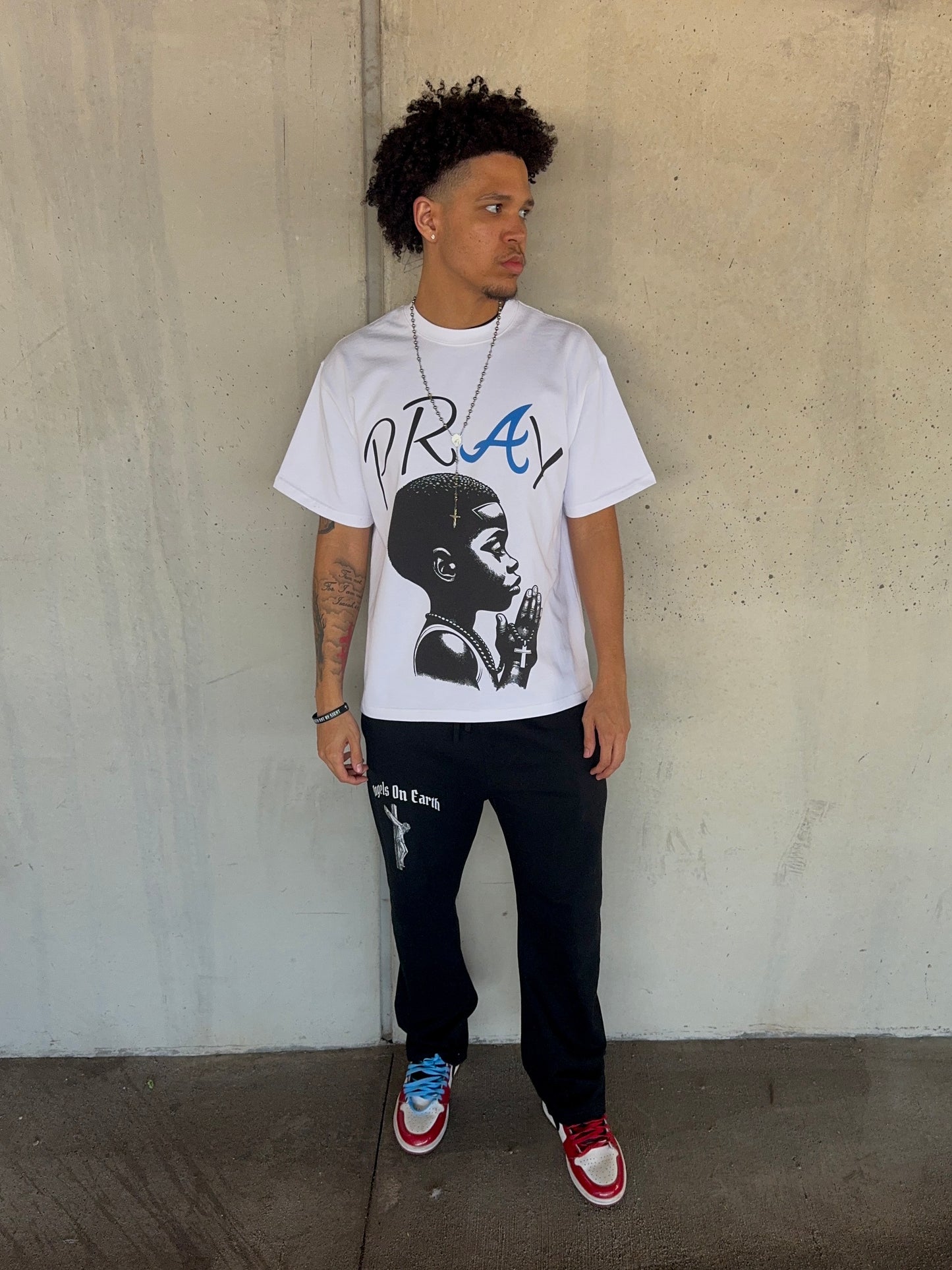 "Pray" White Tee