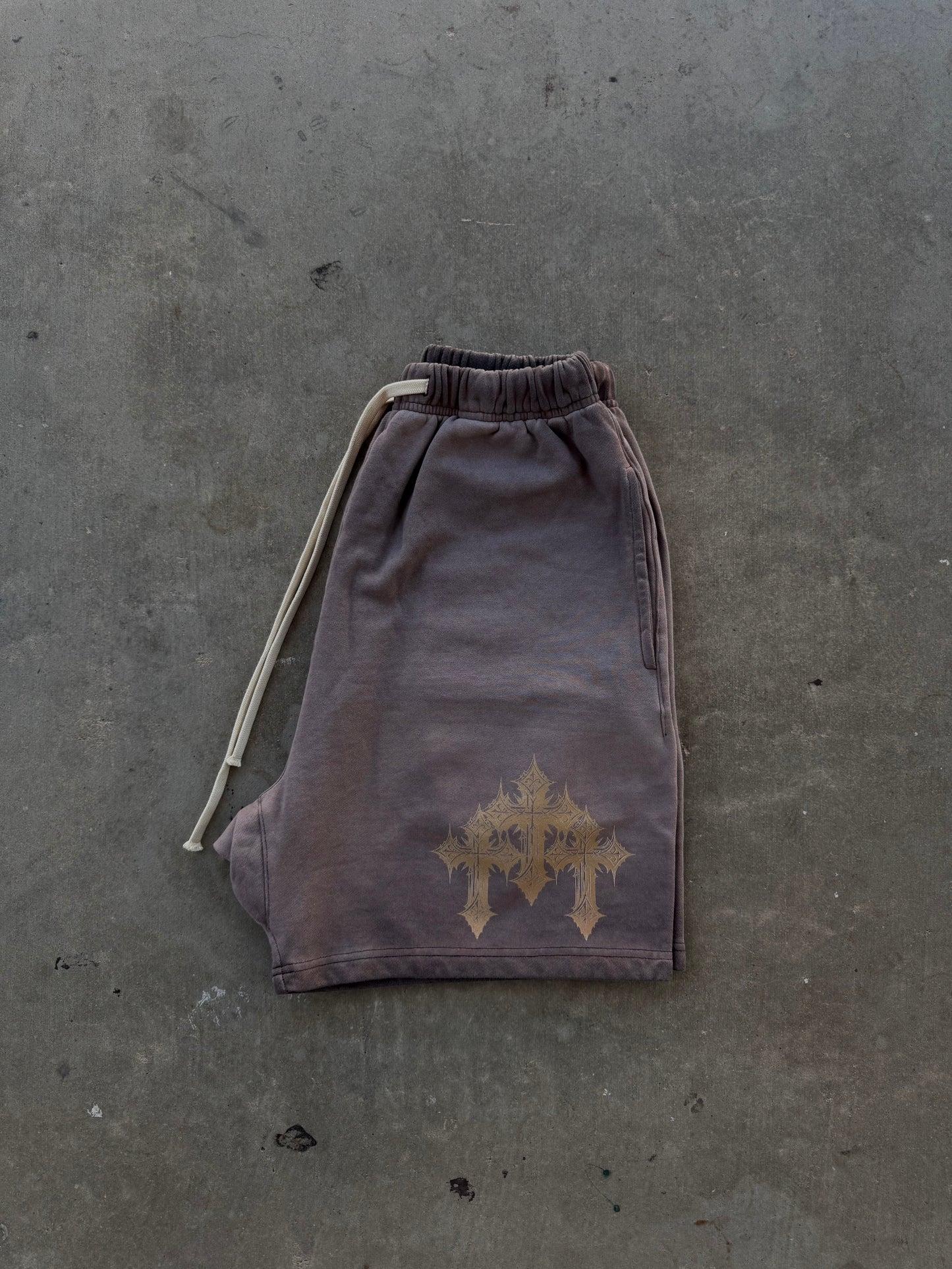 "Triple Cross" Brown Shorts