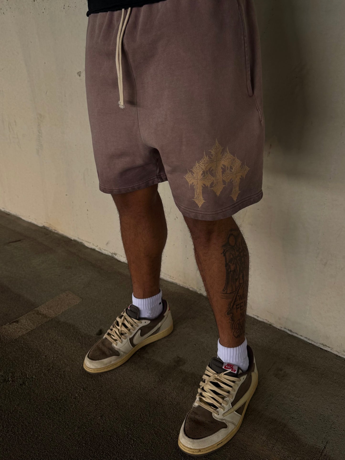 "Triple Cross" Brown Shorts