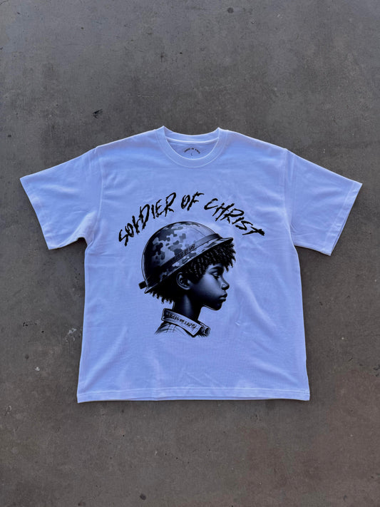 "Soldier Of Christ" White Tee